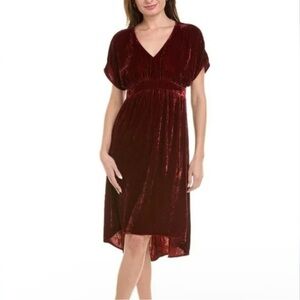 Cabi Women’s Wine Red Burgundy Velvet Tribute Dress Empire Waist Medium